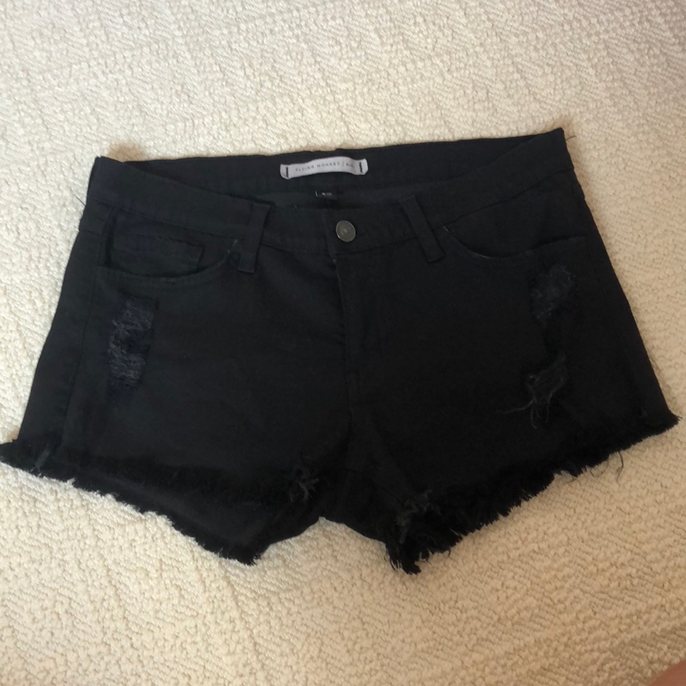 Black Distressed Jean Shorts